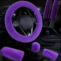 6pcs Soft Plush Steering Wheel Cover Comfort Grip Handbrake&Shift Knob Covers Fit Seat Belt Pads with Stitching Install Vehicles