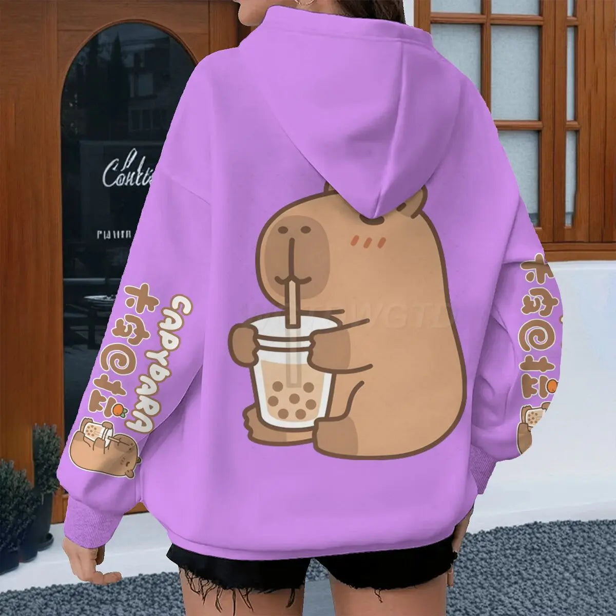 Cartoon Capybara Design Hoodies Women Men Long Sleeve Sweatshirt Spring Autmn Fun Animal Capybara Pullover Girls Cute Hoody