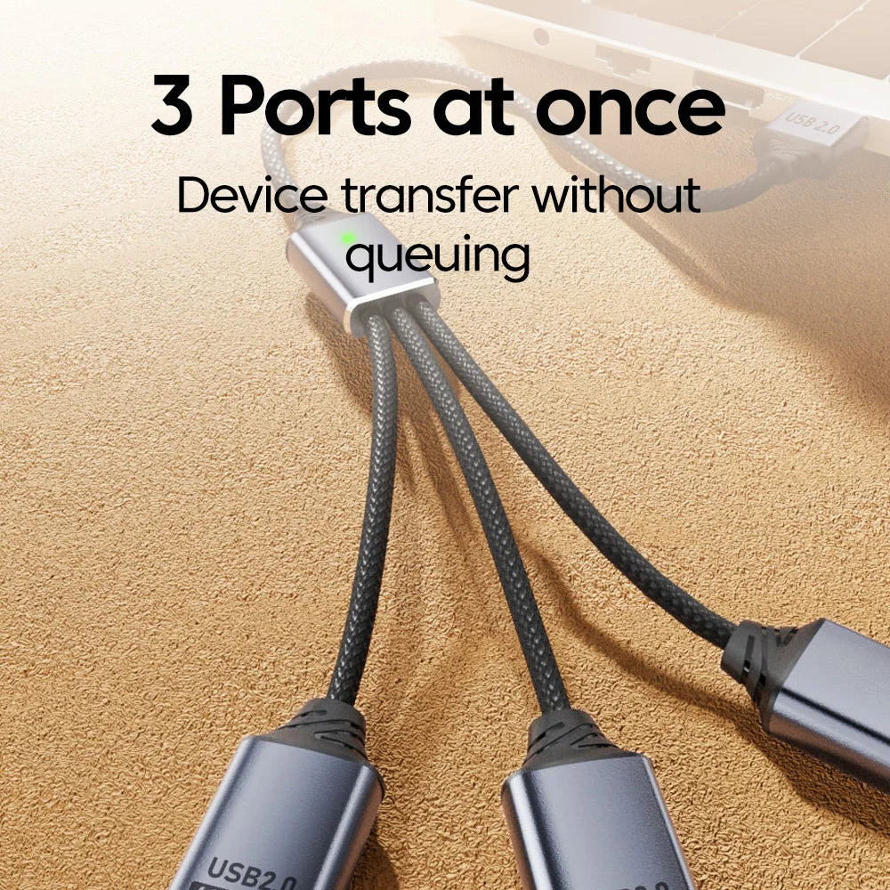 Adaptador Hub USB-C a 3 Puertos USB 2.0 OTG