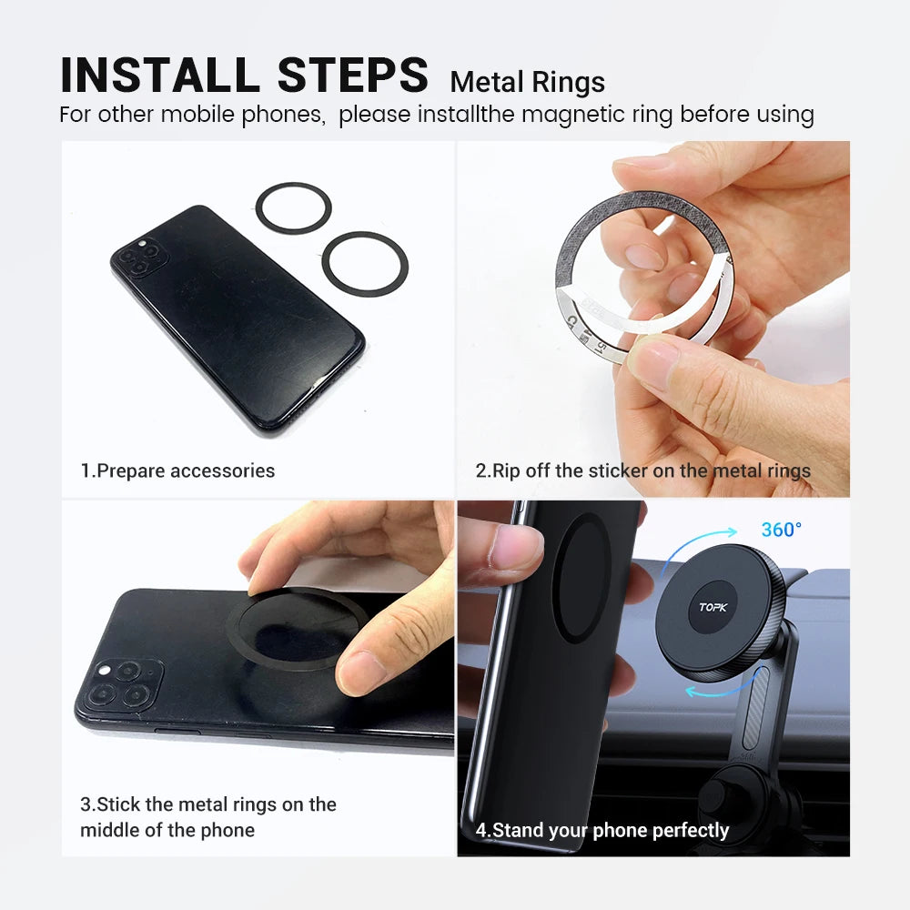 TOPK Magnetic Phone Holder Car Magnetic Car Phone Holder Mag-Safe Car Mount Powerful Air Vent ABS Stand For Smartphones