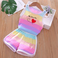 2026 Summer Baby Kids Clothes Sets Cut Striped Cartoon Printed Girls and Boys Vest and Shorts 2 Pieces Sets Children's Outfits