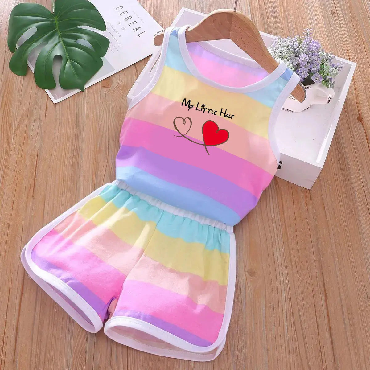 2026 Summer Baby Kids Clothes Sets Cut Striped Cartoon Printed Girls and Boys Vest and Shorts 2 Pieces Sets Children's Outfits