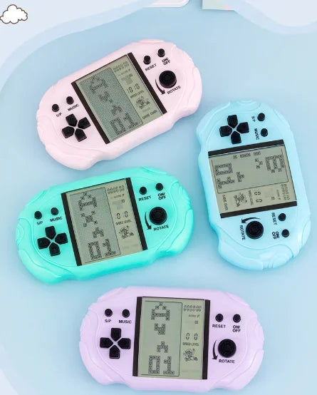 1/2/3 PCS Popular Kawaii Pastel Handheld Tetris Game Console Design Large Display Retro Pocket Game Ornament Backpack Decor Toy