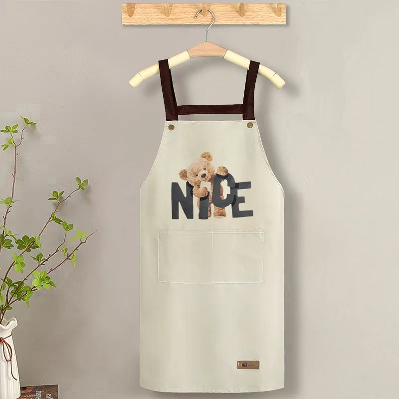 Apron with Straps for Cooking, PVC Waterproof and Oil-Resistant Waist Apron for Restaurant, Catering, and Coffee Shop Workwear