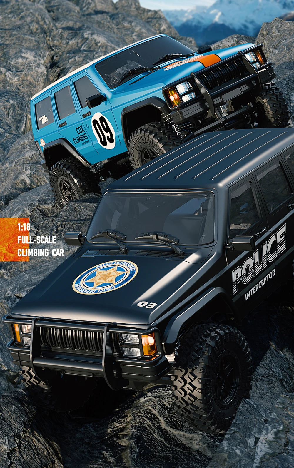 New 1:18 Scale Remote Control Off-Road Climbing Car Linked Headlights Full Proportion  2.4G 4WD Motor Pickup Model Toys Gift