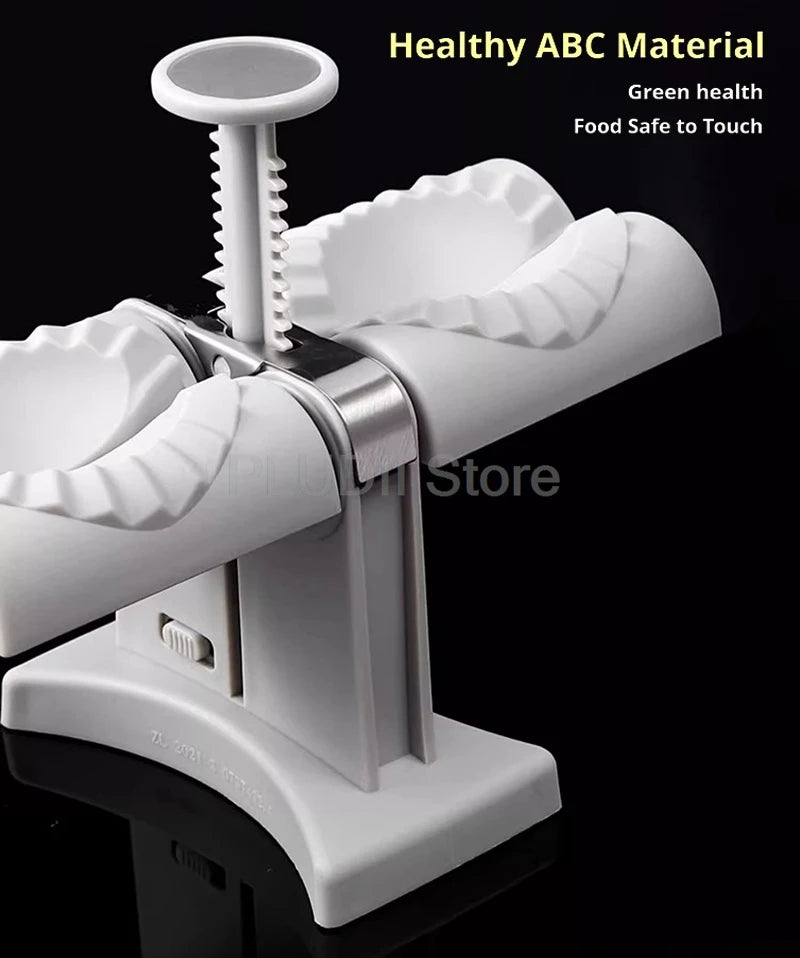 Double Head Automatic Dumpling Maker Machine 2 In 1 Press Dual Slot Design for Home Use ABS Manual Folding Dumpling Press Tool