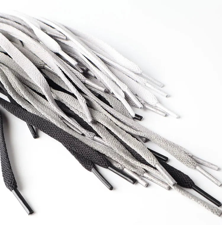HIBERNI Replacement Shoelaces for Adidas/Nike Sneakers 100-160cm Black/Gray | Durable Flat Laces for Men Women 1pair