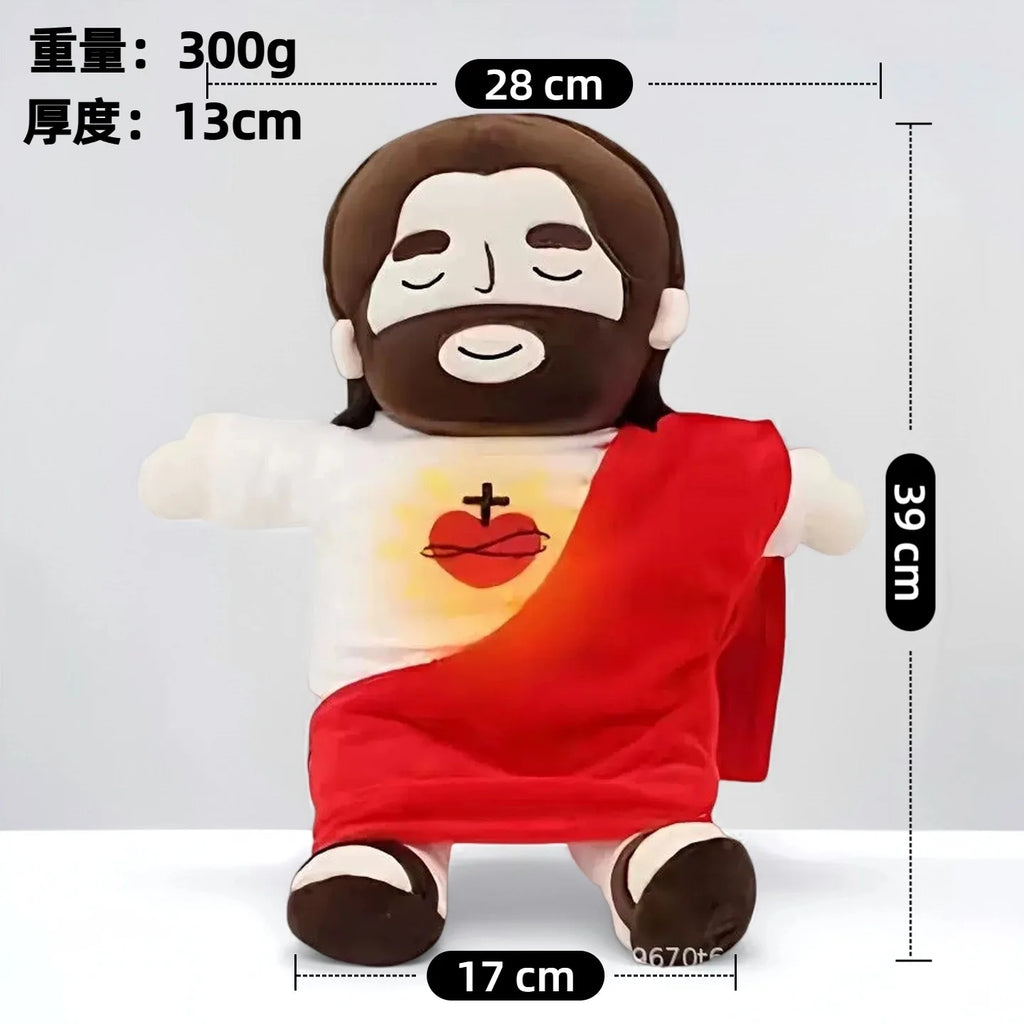 Breathing Jesus Plush Doll LED Glowing Musical Soothing Toy Baby Sleep Companion Soft Stuffed Religious Doll Kids Sleeping Comfo