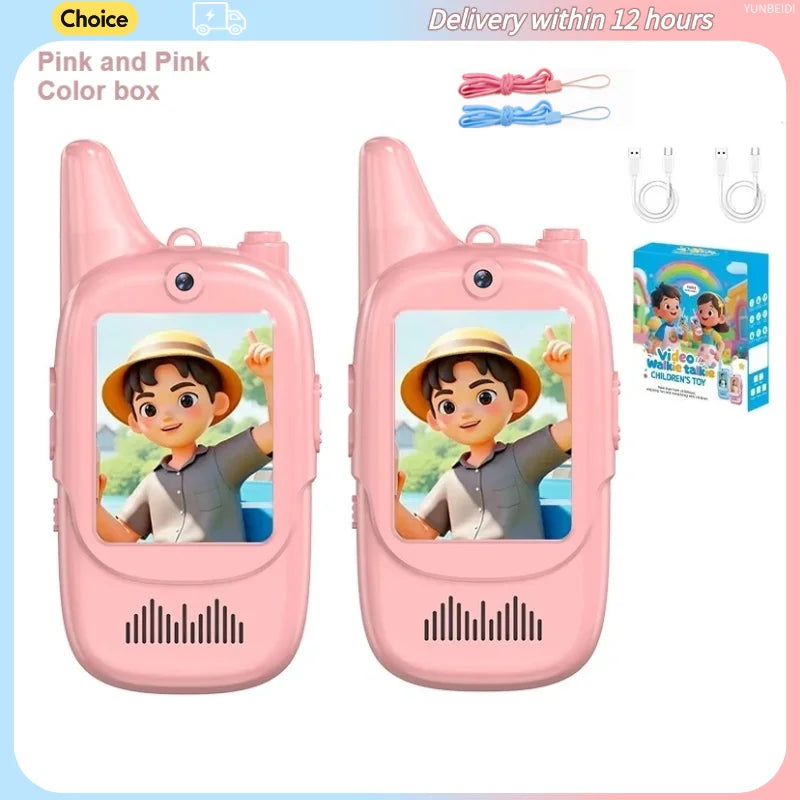 2PC Kids HD-Video Walkie Talkies 3 Styles Intercom USB Charging Indoor Outdoor Boys Girls Age 3+ for Child's Toys Birthday Gifts