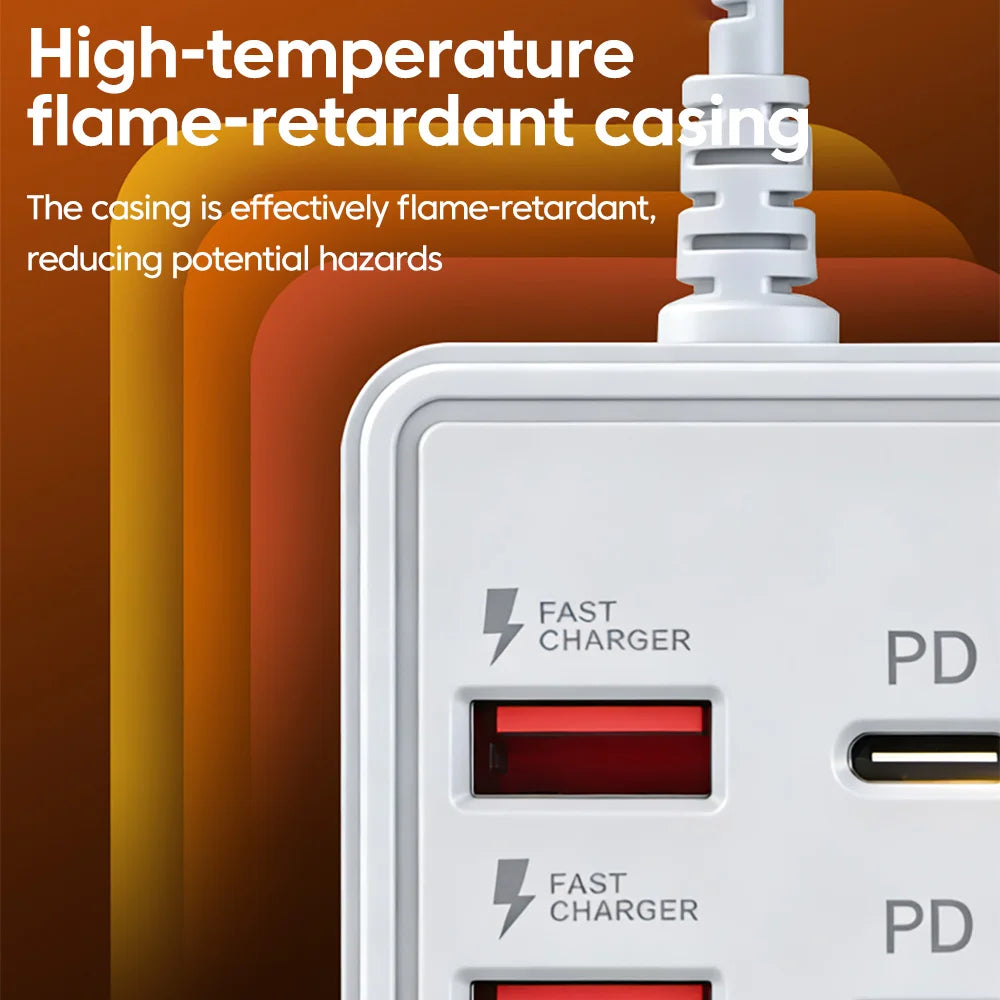 Cargador Multipuerto 12 en 1 - 6 USB-A y 6 USB-C Carga Rápida