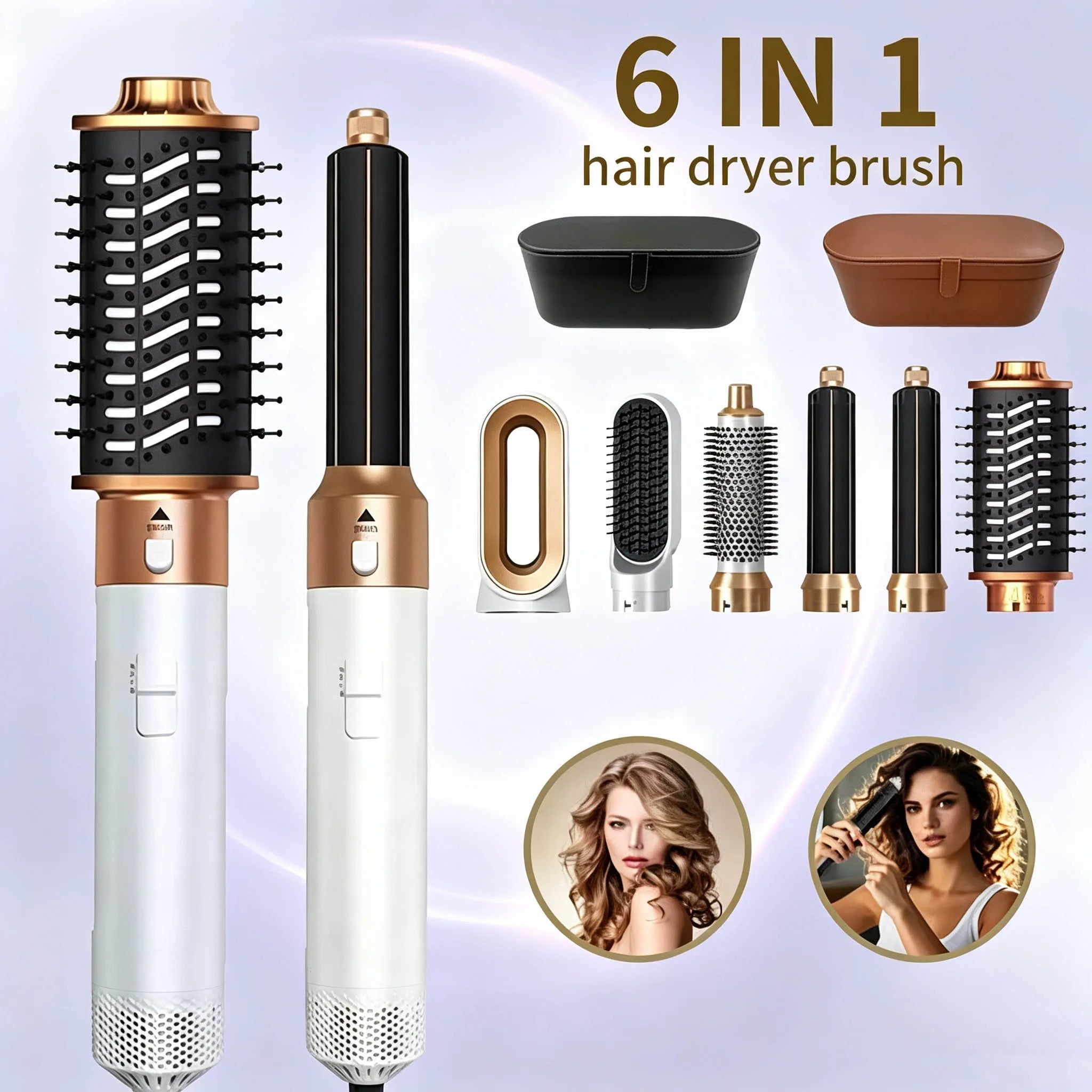 6 in 1 Hair Dryer One-step Hot Air Comb Set Professional Air styling Curling Iron Hair Straightener Styling Tool Hair Dryer