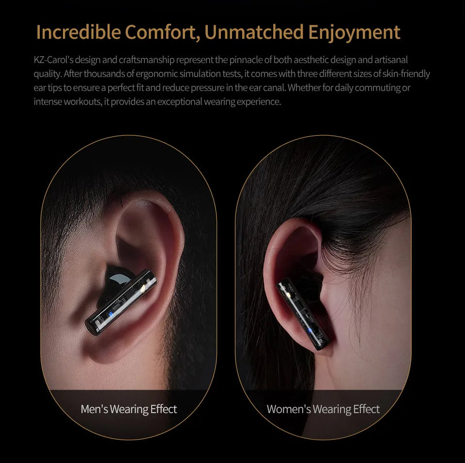 KZ Carol ANC True Wireless Earphone 55dB Active Noise Canceling TWS Headphone 6 Mics AI HD Call Bluetooth 5.3 HiFi in-Ear Earbud