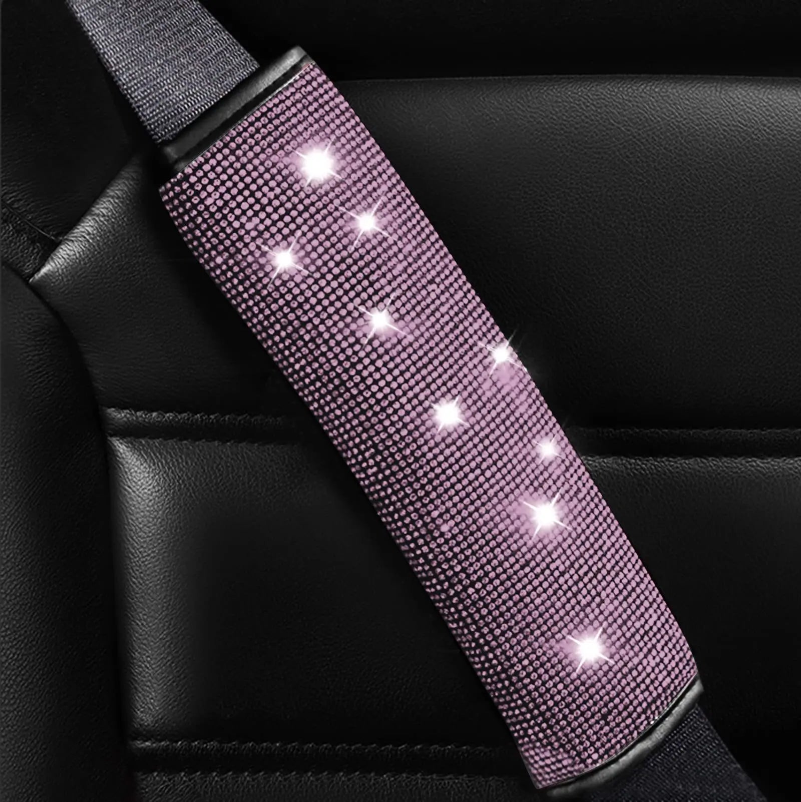 38cm Bling Car Accessories Set For Women Rhinestones Steering Wheel Cover Safety Belt Covers Gear Shift Cover Diamond Cup Pads