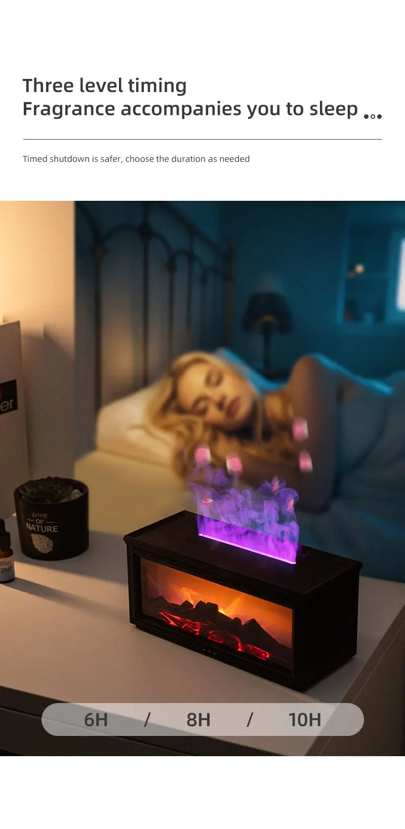 7 colors of essential oil fireplace diffuser mini flame aromatherapy fireplace humidifier aromatherapy oil diffuser AG-HY05