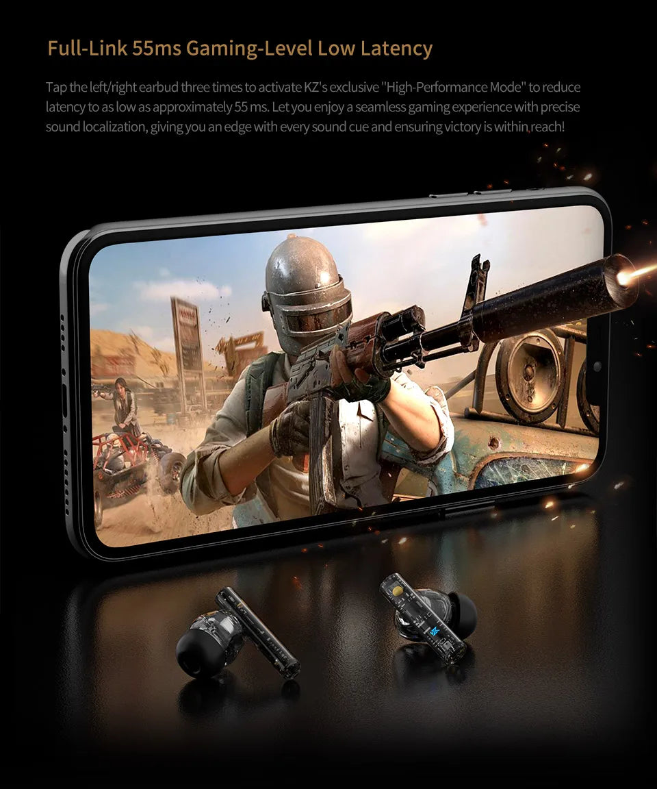 KZ Carol ANC True Wireless Earphone 55dB Active Noise Canceling TWS Headphone 6 Mics AI HD Call Bluetooth 5.3 HiFi in-Ear Earbud