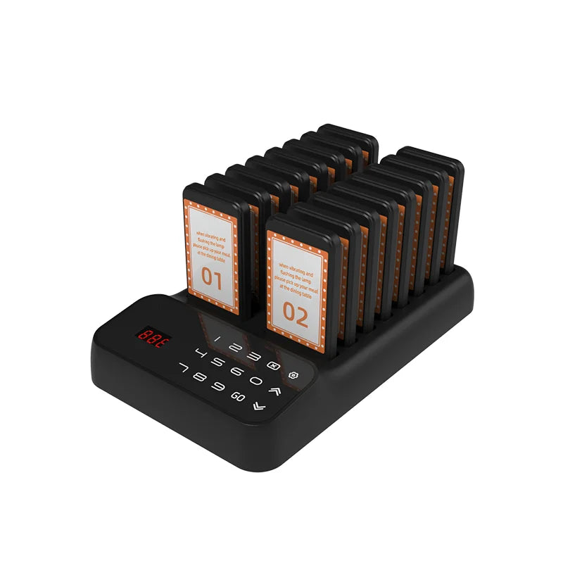 Restaurant call pager system 16 coaster buzzer wireless call free custom 20 paegrs waterproof food Cafe