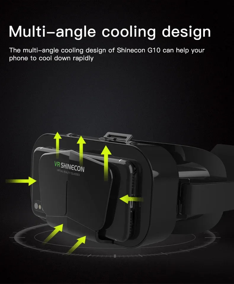 Shinecon Viar 3D VR Glasses Virtual Reality Device Helmet Lenses Headset Goggle Smart For Smartphone Cell Phone Mobile Realidade