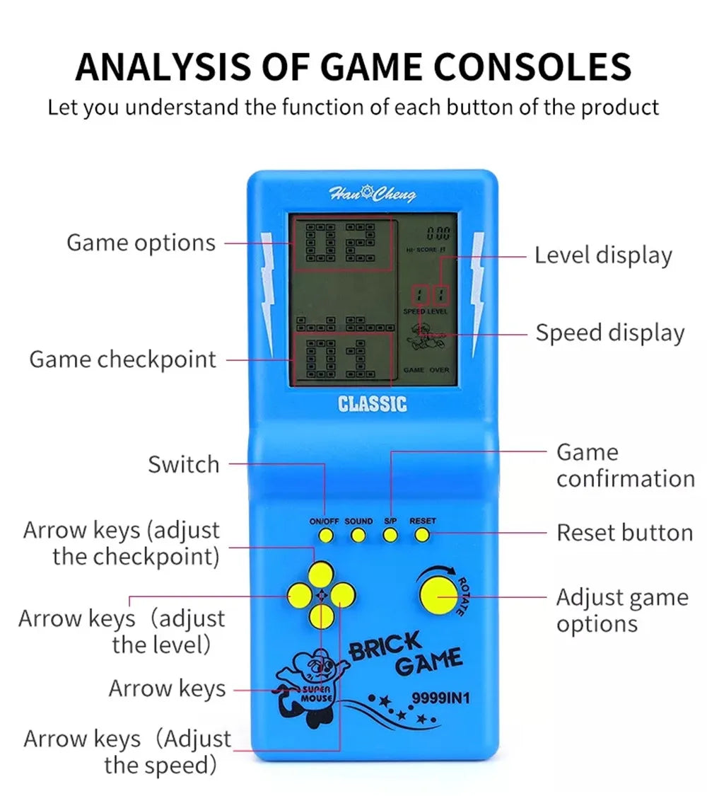 3.5" Game Console For Tetris Console Retro Handheld Game Players Mini Children's Nostalgic Pocket Games Machine Kids Puzzle Toys
