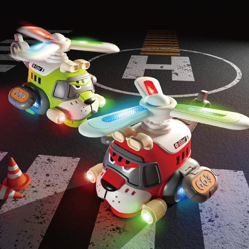 Tiger Helicopter Toy Electric 360° Rotating Aircraft with Lights Sound Bump and Go Plane Toy for Boy 3-6 Christmas Birthday Gift