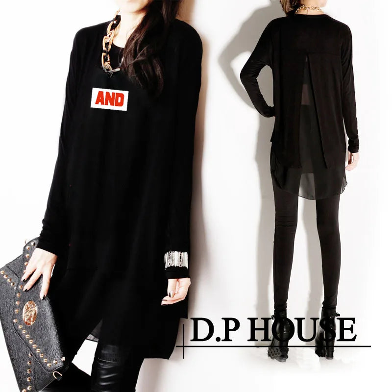 New Spring Autumn and Summer Long Sleeve Fashion Chiffon Plus Size XXXL Loose Irregular Women's Clothings  Female Blouses