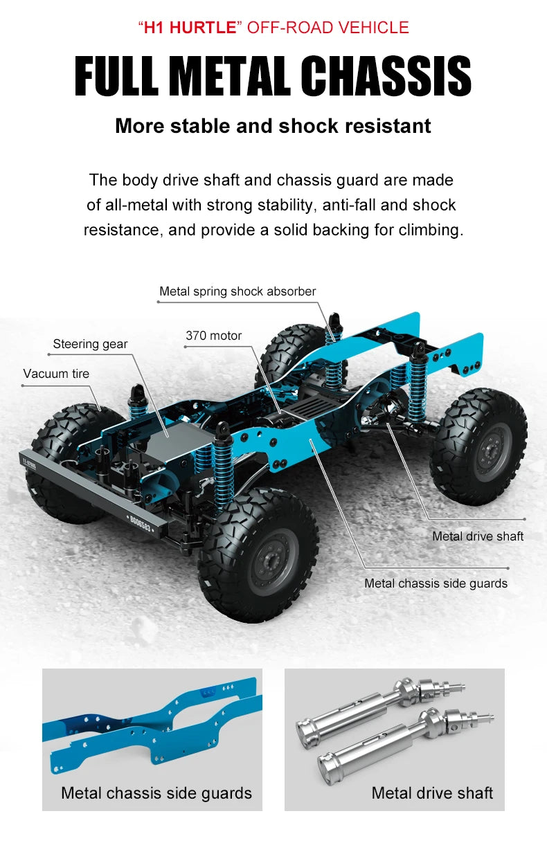 JJRC Q121 RC CAR 4WD Mountaineering Off-Road High Speed Vehicle 1:12 Size RC Car Simulation Hummer Truck Model Children's Toys