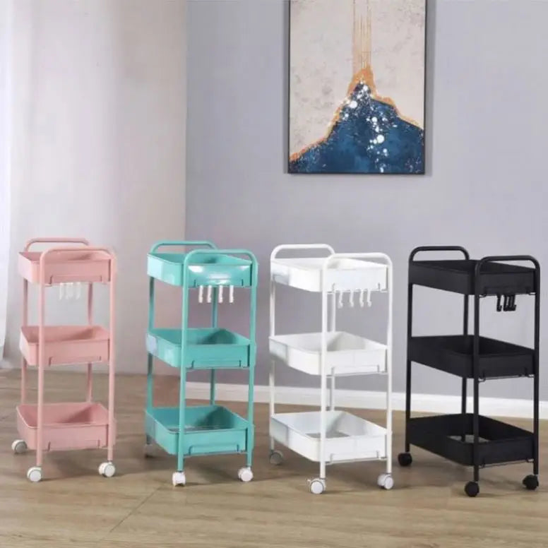 Trolley With Wooden Storage Tier Bamboo Island Premium 4 Drawer Wheel Rolling Home Restaurant Serving Locking Food Kitchen Cart