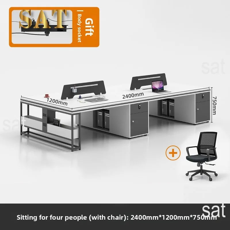！@Office Staff Desk and Chair Set: Simple, Modern, 4/6-person, Double-seat, Office Screen Cubicles, Financial Workstations