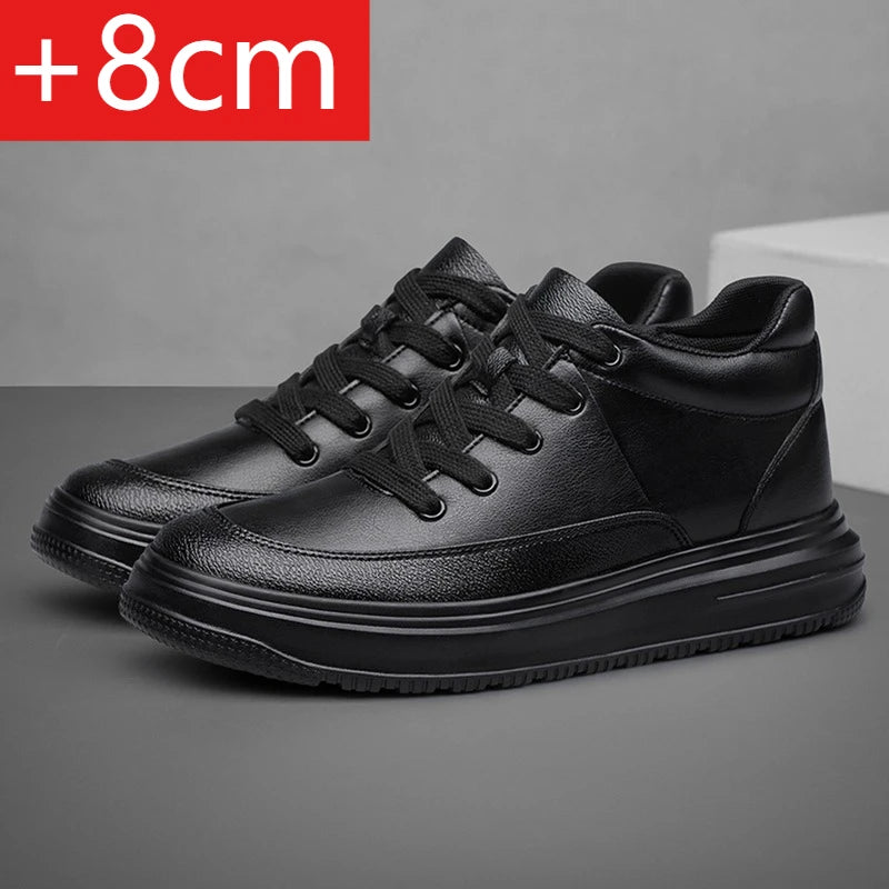 New Invisible Inner Height Increasing Men's Shoes 8cm Trendy Sports Shoes White Shoes British Height Increasing Casual Sneakers