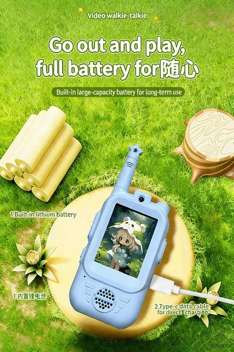 2PC Kids HD-Video Walkie Talkies 3 Styles Intercom USB Charging Indoor Outdoor Boys Girls Age 3+ for Child's Toys Birthday Gifts