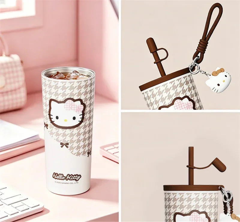 X&W Hello Kitty Insulated Cup Leak Proof 530-700ml with Pendant and Carrying Rope To Keep Office/Home Beverages Hot and Cold