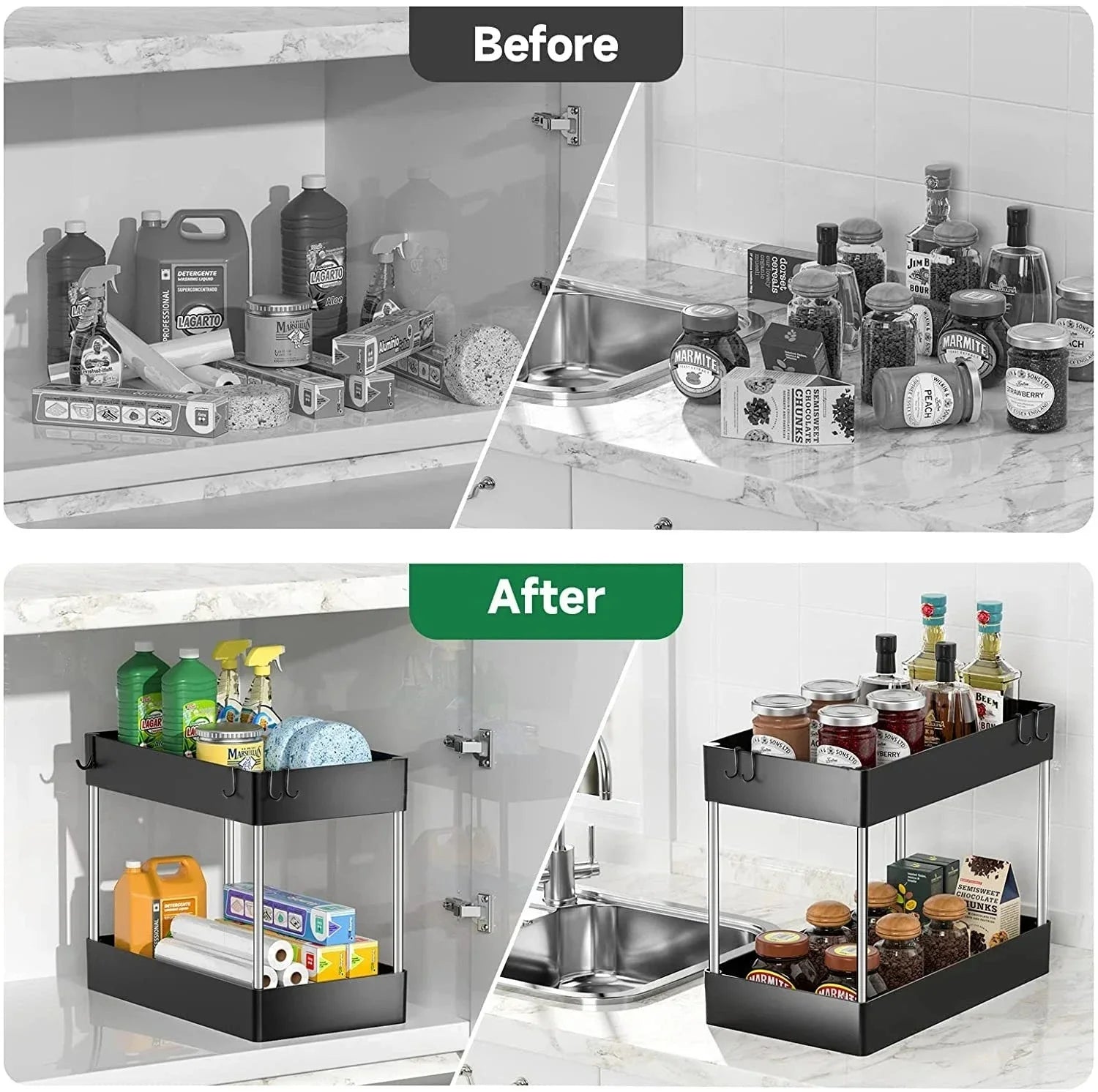 Organizador Bajo Mesada 2 Niveles - Baño y Cocina