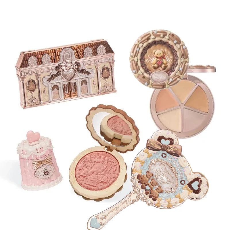 Flower Know Sweetie Bear Makeup Set Shimmer Matte Blush Lipstick Kit