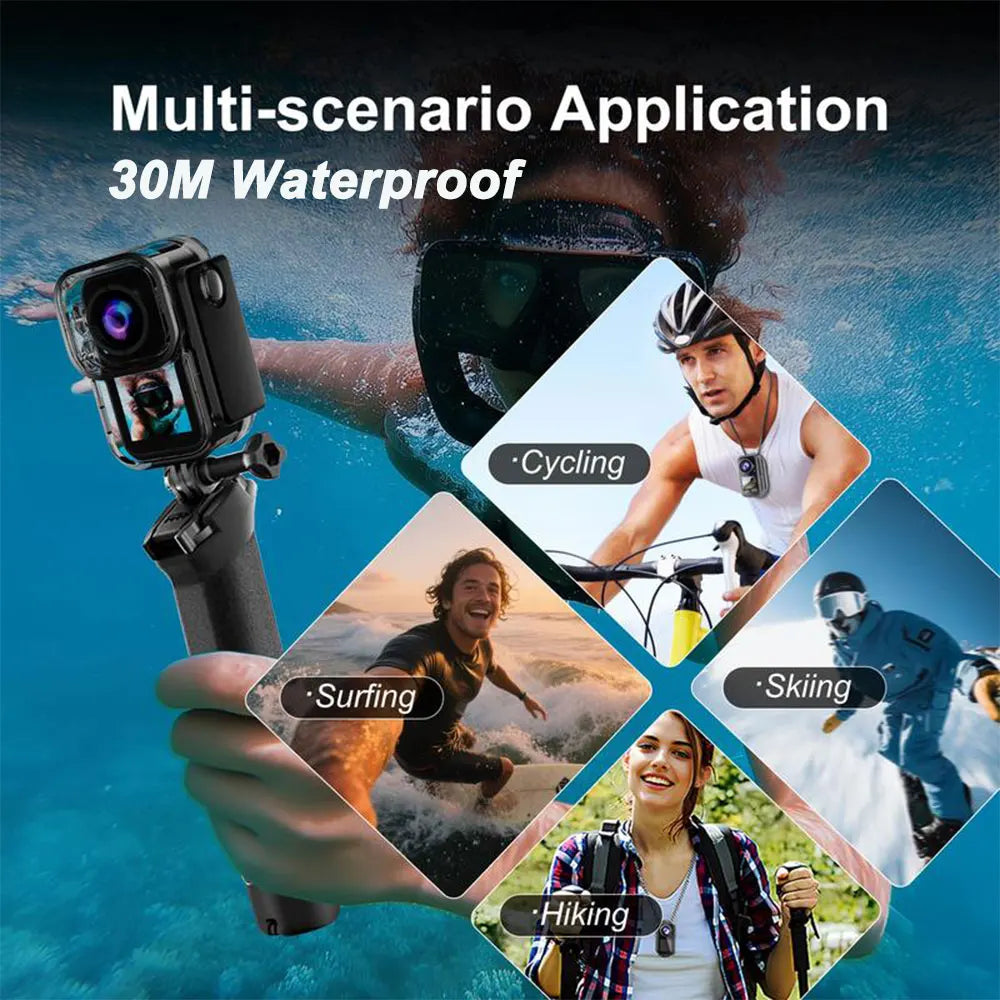 5K Mini Action Camera 4K 60FPS Anti Shake Touch Screen Waterproof Magnetic Pendant Body Cam Motorcycle Bike Outdoor Sport Record