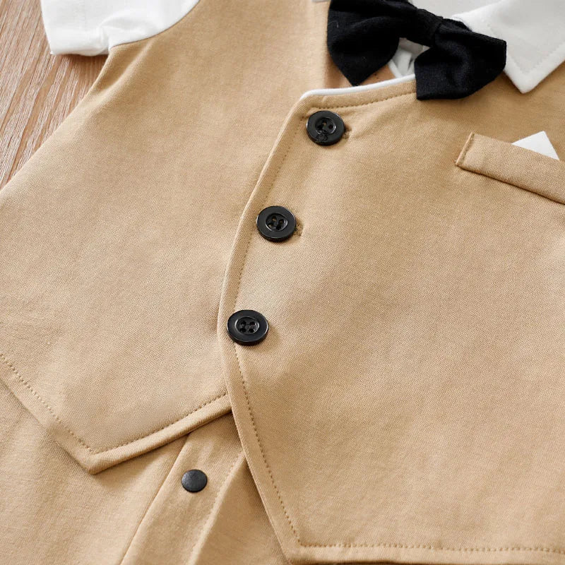 0-18 Baby Bodysuit Gentleman Style Handsome Formal Cotton Comfortable Soft Boys And Girls Summer Short Sleeved Newborn Clothes