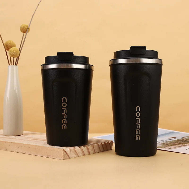 Thermo Cafe Coffee Mug Car Thermos Mug 380/510ML Leak_Proof Travel Thermo Cup for Tea Water Coffee Double Stainless Steel