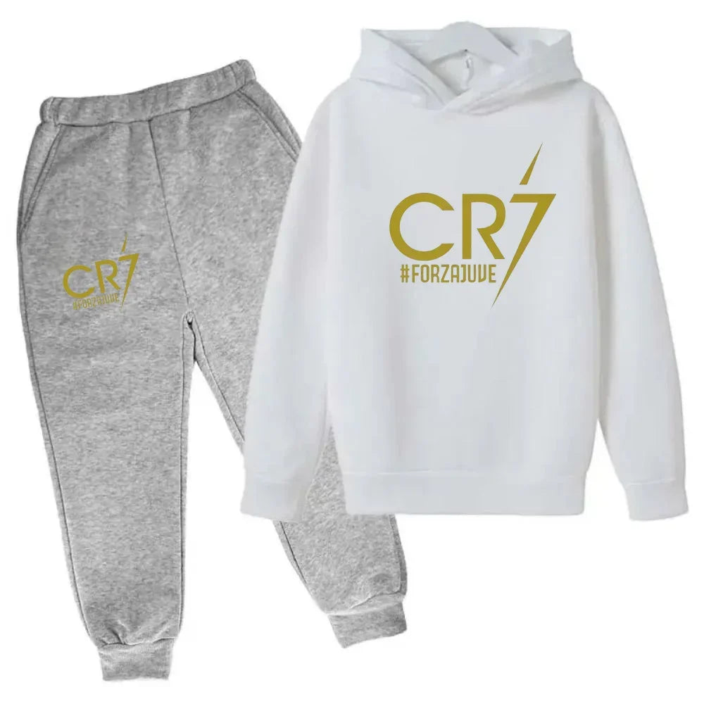 Ronaldo CR7 Print Football Idol Clothing Children Hoodie 2pcs Set Pants Suit Kids Boys Tracksuit Girls Clothing Sport Tracksuits