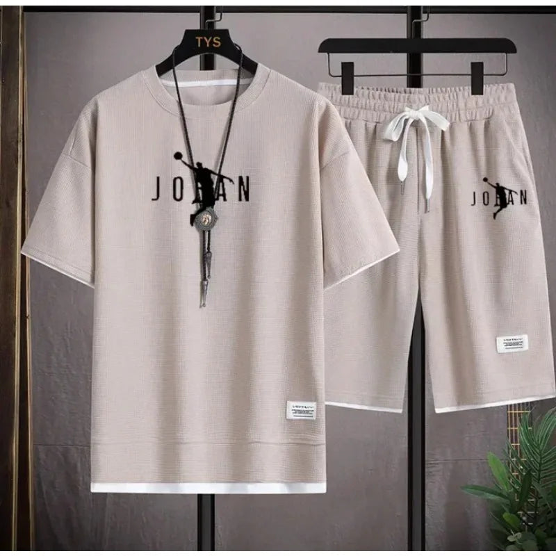 Men's 2026 Summer 2 Piece Set Casual Blazer + T-Shirt Shorts Set Fashion Designer Smart Casual Outfit Streetwear Tracksuit