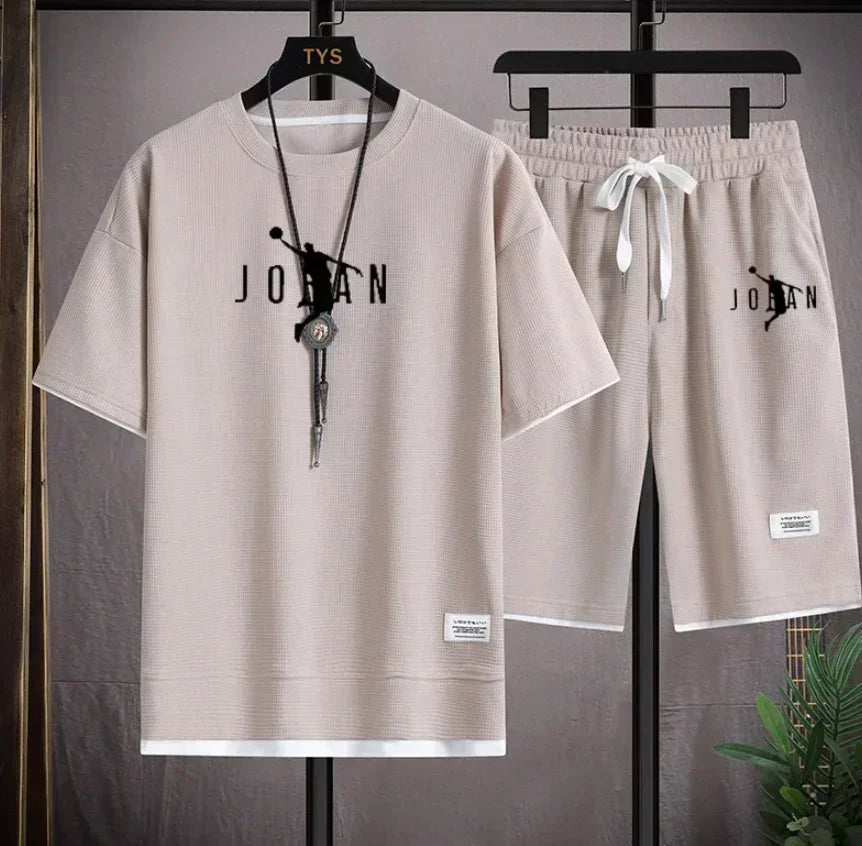 Men's 2026 Summer 2 Piece Set Casual Blazer + T-Shirt Shorts Set Fashion Designer Smart Casual Outfit Streetwear Tracksuit
