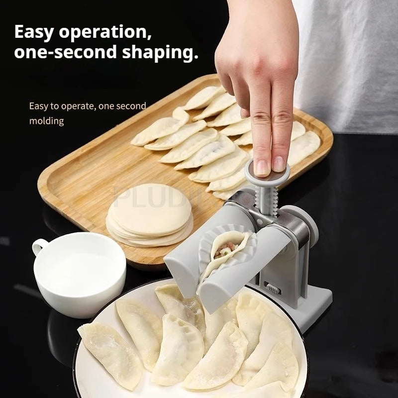 Double Head Automatic Dumpling Maker Machine 2 In 1 Press Dual Slot Design for Home Use ABS Manual Folding Dumpling Press Tool