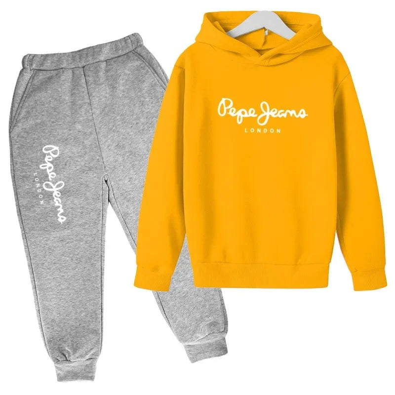 Leisure Letter Print 2pcs Hoodie+Pants Tracksuits 3-13 Years Boys Girls Spring Autumn Outfits Streetwears Children Clothes