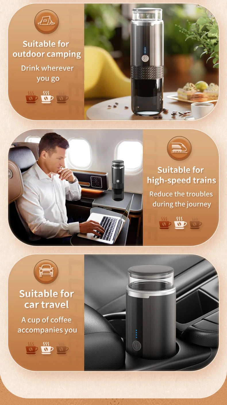 Electric Portable Coffee Maker Capsule Grind-and-Brew Compatible with Ground Coffee K-Cup Pods Single Cup Coffee Maker