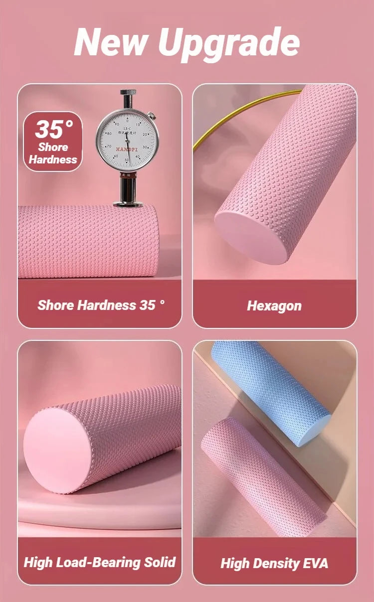Hexagonal Yoga Roller: EVA Foam Cylinder (Diameter 9.5cm, Length 29.7cm) for Pilates and Home Workouts
