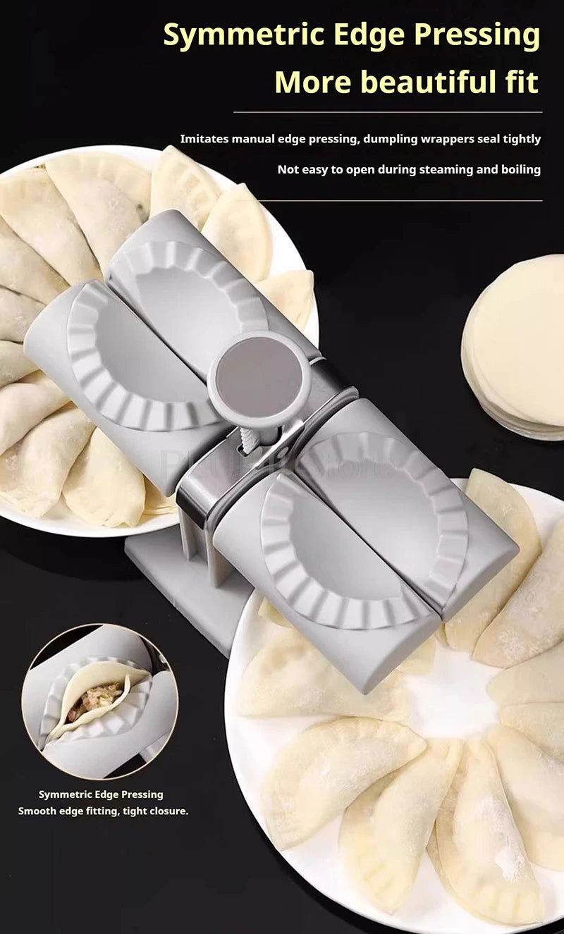 Double Head Automatic Dumpling Maker Machine 2 In 1 Press Dual Slot Design for Home Use ABS Manual Folding Dumpling Press Tool