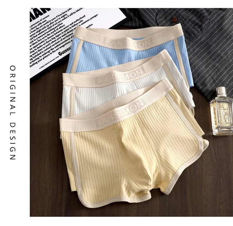 1/3PCS Solid Striped Men's Boxer Sexy Breathable Mesh U Crotch Underwear High Elastic Widen Waistband Underpants sports