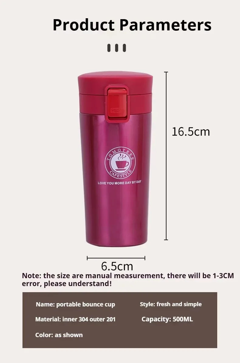 Double-Walled Stainless Steel Thermal Flask 380/510ML for Outdoor Use - Insulated Coffee Mug Maintains Temperature