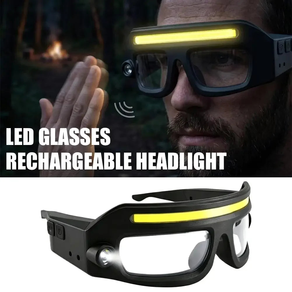Multifunctional Touch Control Headlamp Portable Glasses Warning Light Head Torch for Night Fishing Outdoor Camping