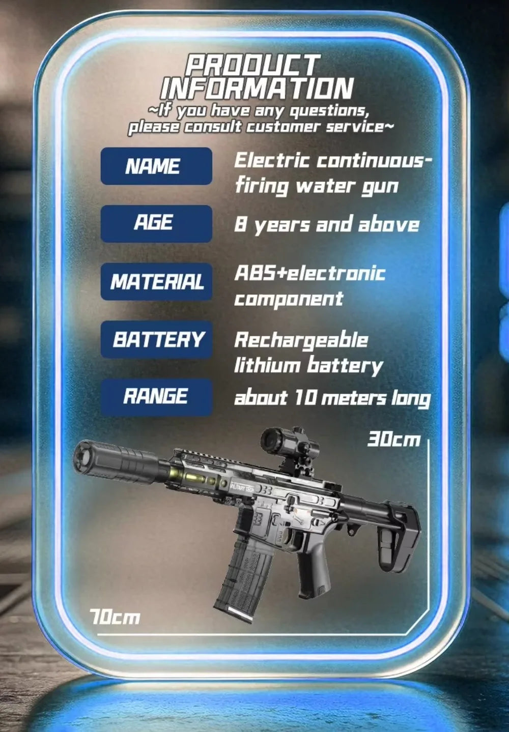 Powerful Electric Water Gun Toy Capacity High Speed Long Range Continuous Shooting SLR Model Summer Outdoor Toys