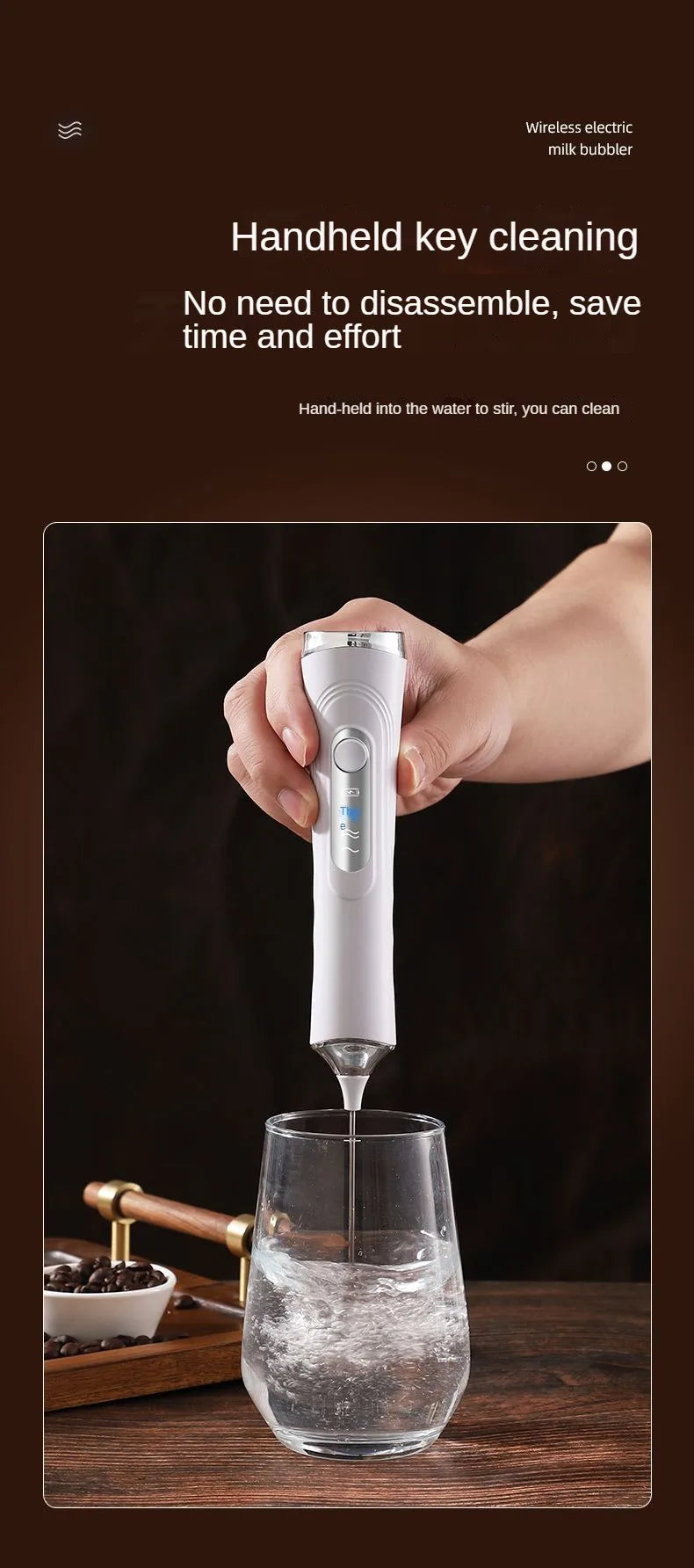 1 Electric Milk Frother, Dual Stick Rechargeable 3-Speed Handheld Egg Beater, Coffee Frother, Cream Blender, Travel Blender
