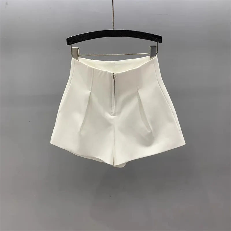 Women's High Waisted Zipper Denim Shorts Summer Loose Wide Leg A-line Shorts Pear Body Shape Tummy Control Casual Officewear Hot