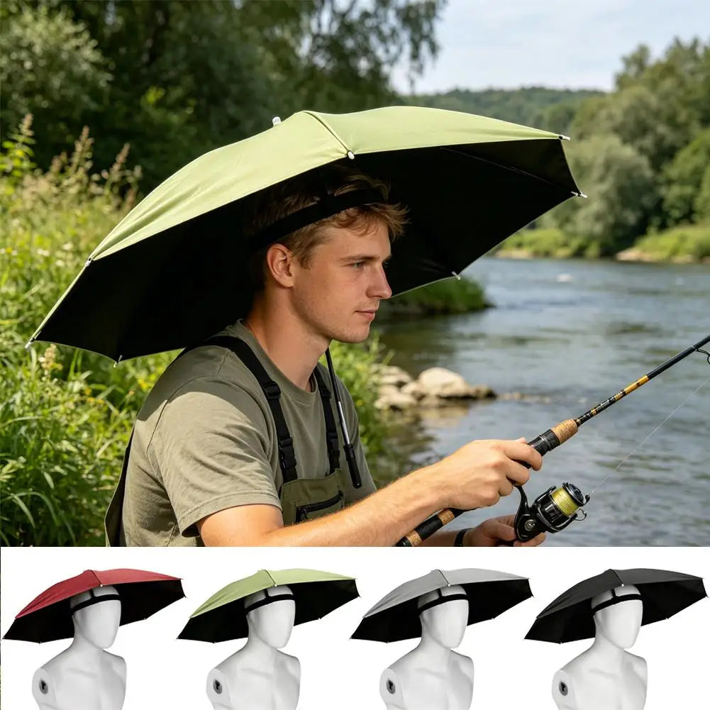 Hands Free Umbrella Hat Black Coating UV Protection Foldable Sun Shade Caps Waterproof Headwear For Fishing Hiking Camping